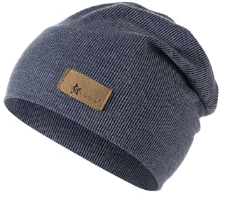 Sterntaler Beanie Rippen - Slouch -Beanie gestrickt mit stylischem Umschlag - Leichte Mütze für Kinder - Beanie Jungen mit feinem Rippenmuster - marine, 51