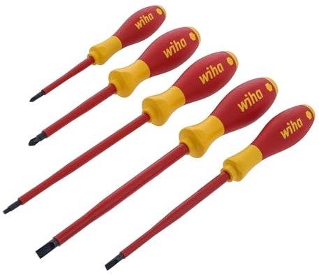 Wiha 32059 Lot de 5 tournevis plats isolés SoftFinish fendu/Phillips/carrés