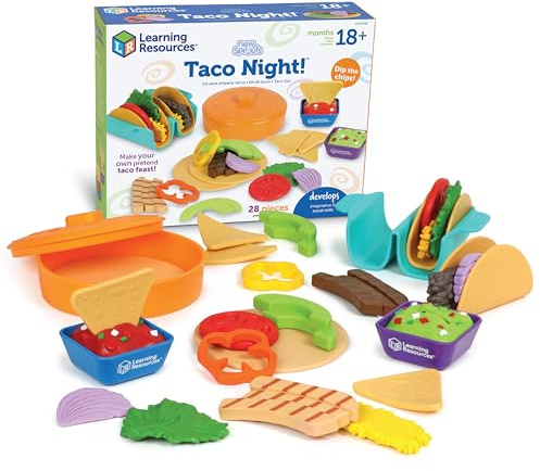 Learning Resources New Sprouts Taco Night - Pretend Play Food for Toddlers, Montessori Toys, Imaginative & Social Skills, Play Food Kitchen, Grocery Store Accessories, Gifts for Boys and Girls