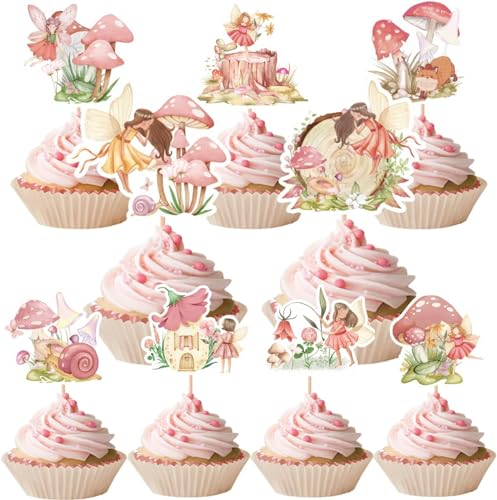 Fairy Cupcake Toppers, 36 Piezas Decoración de Cupcakes de Hadas, Decoración para Tartas, Adornos Tarta Cumpleaños, Decoracion Tartas, Para Decoraciones de Fiesta de Cumpleaños