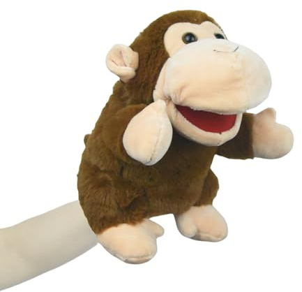 lilizzhoumax Handpuppe AFFE Kuscheltier Simuliertes Tier AFFE Handpuppe aus Plüsch Kawaii Niedliches Rollenspiel interaktives Früherziehungsspielzeug für Kinder Geschenk für Kinder Zoo Tiere