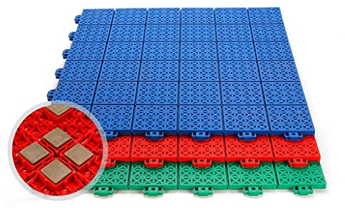 RajoNN Thick Outdoor Basketball Court Flooring Modular Interlocking Cushion Mat for Basketball, Tennis Etc Plastic Floor Tiles Price Per Square (Color : Green, Size : 53 * 53 * 1.45cm)