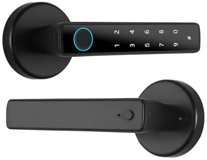 Matybobe Smart Lock Keyless Entry Door Lock Handle Password Door Lock Tuya App Remote Operation BT 4-in-1 Keyless Biometric Door Lock for 35-55mm Office Home Bedroom Door