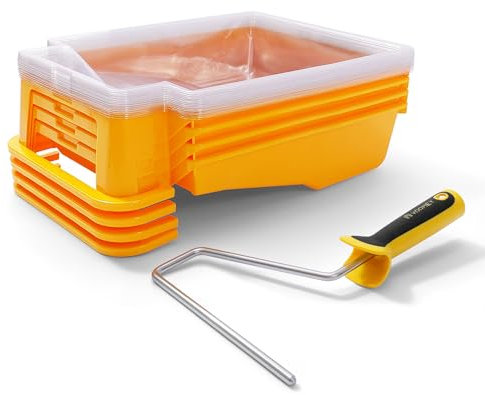 VOOMEY 17-teiliges Lackierset, 4X Fußbetätigte Farbwanne Mit 9-Zoll-Farbrollerrahmen,12 x Farbschale Liner,Maler Lackierschale für Wandfarbe,Lackierwanne farbroller Set Malerzubehör