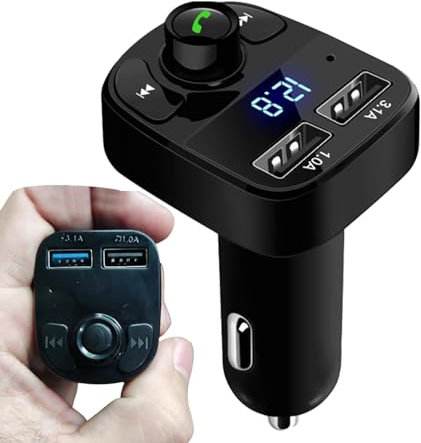 Generic Reproductor de Música MP3 para Coche, Transmisor FM Negro con Bluetooth 5.0, USB y Carga Rápida de 3.1A