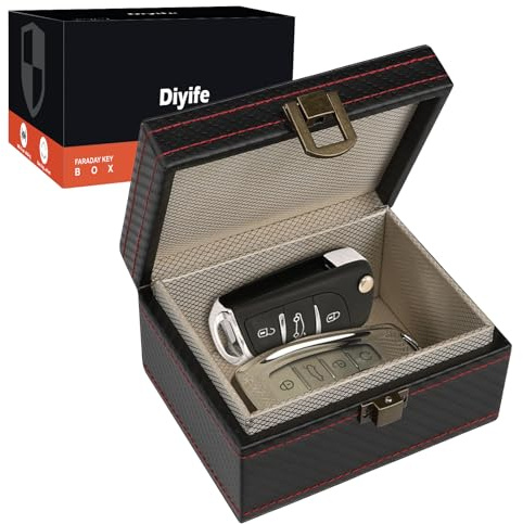 Diyife Boîte de Protection du Signal de Clé de Voiture, Boîte de Faraday pour Clé de Voiture, Protecteur Antivol pour Porte-Clés, Boîtier de Protection RFID pour Clés de Voiture,11.7 x 9.2 x 6.4 cm