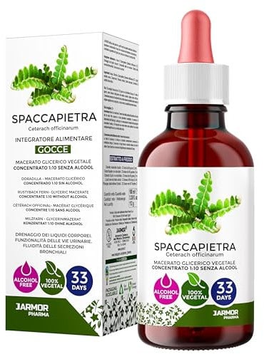 Spaccapietra Calcoli Renali 100 ml - Gocce Concentrate di Ceterach Officinarum Foglie - Integratore Macerato Glicerico Senza Alcool - Made in Italy J.Armor Pharma