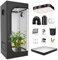 HSHBDDM Growzelt Komplettset, 600D-Oxford-Canvas, Grow Tent mit mit Dimmbarer LED Vollspektrum Lampe und Abluft Aktivkohlefilter, Hydroponics Growing Tent Set 100 * 100 * 200cm/39.4 * 39.4 * 78.7in