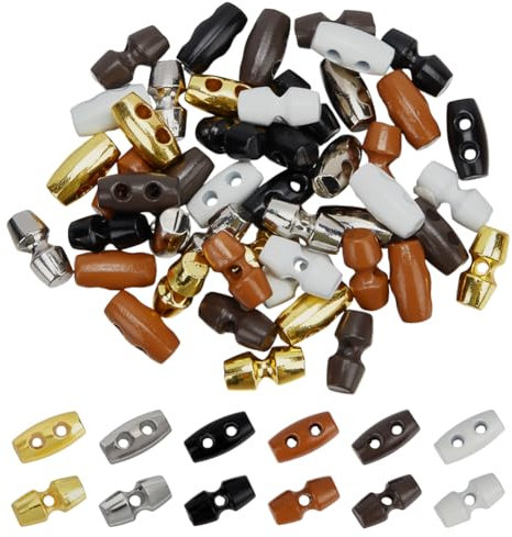 FINGERINSPIRE 48 Stück Mini Knebelknöpfe Aus Legierung Mit 1 und 2 Löchern 10x5mm Schwarz Weiß Winzige Nähhorn Knebelknöpfe 6 Farben Mikro Nähknöpfe In Olivenform Kleine Bowling Nähknöpfe