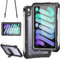 NINKI Hülle für iPad Mini 7 hülle wasserdicht iPad Mini 7 Case integrierter Displayschutz Stifthalter,drehbarer Ständer,Hand/Schultergurt,Stoßfest Schutzhülle für iPad Mini 7 Generation hülle Schwarz
