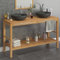 Somanki Waschtisch Massivholz Teak mit Waschbecken Marmor Schwarz, Waschbeckenunterschrank, Badezimmerschrank, Badezimmermöbel, Badschrank, Badezimmer Unterschrank, Badezimmer Möbel 3058168