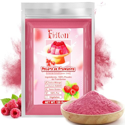 Poudre de Framboise Lyophilisée 120g - Poudre de Framboise 100% Naturelles, Sans Additifs, Faciles à Mélanger, Nutritives, pour Gâteau, Milkshake, Smoothie, Glaçage, Boissons