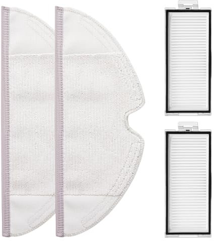 Rrochio Accessori per roborock Q7 Max+, Panni e Filtri Ricambi per Aspirapolvere roborock Q5 Pro, Q5 Pro+, Q8 Max, Q8 Max+, Q7, Q7+, Q7 Max con 2 Panni e 2 Filtri Hepa, Accessori Ricambi (4 Pezzi)