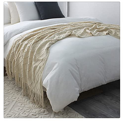 XFZJCHAP Baumwolle Quaste Stricken Plaid Sofa Decke Abdeckung Stoff Tapisserie Tagesdecke Schal Abdeckung Decke (Stil A 130x170cm)