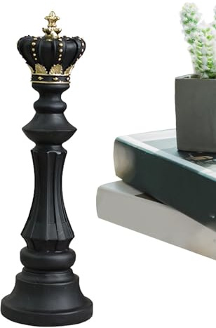Harz Schach Stück Deko-r - Traditionelle Spiele Backgammon King Schach, Schachstück Skulptur Tabletop Ornamente, König Königin Schachharzhandwerk - Schwarzer König