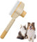 MOLZINY Peigne d'Épilation Animaux Compagnie Coupe Noeud Chat Poil Long Peigne à Nouer pour Animaux De Compagnie Peigne Anti-Puces Brosse Poils Chat avec Bouton Déverrouillage Brosse Toilettage Chat