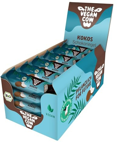THE VEGAN COW Schokoriegel - Kokos - 24 x 40g - vegan, bio, glutenfrei - 100% natürliche Zutaten