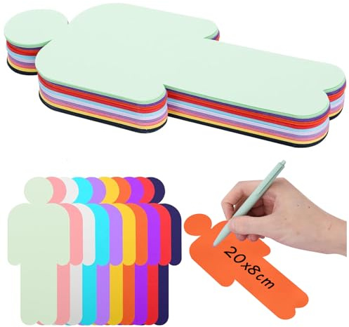 120 Stück Moderationskarten Bunt 20x8cm Moderationskoffer Mensch 10 Farben Präsentationskarten Rund Metaplankarten Set für Büro Schule Präsentation Vortrag