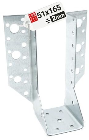 LUN FIX Balkenschuh Typ A 51x165 mm 2,0 mm Balkenverbinder, Holzverbinder | Metallwinkel verzinkt, stabiler Balkenwinkel für Holzbalken, ideal als Balkenhalter für Carport, Pergola und Holzbau