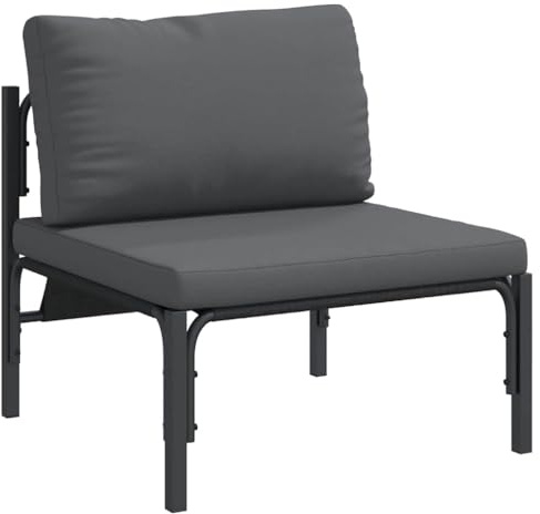 vidaXL Outdoor Furniture with Cushion Anthracite 80 x 80 x 71 cm Steel, Garden and Terrace Furniture Set, Modern Outdoor Sofa, Sectional Lounge, Patio Living