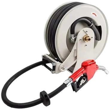 BADIKA Schlauchaufroller Hochwertiger, 10 m Langer, 12 V motorbetriebener Schlauchaufroller mit Federeinzug for mobiles Betanken