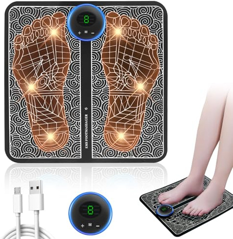 EMS Fußmassagegerät mit 9 Intensitätsstufen & 6 Modi - Elektrisches Fußbad zur Schmerzlinderung, Muskelentspannung und verbesserte Durchblutung