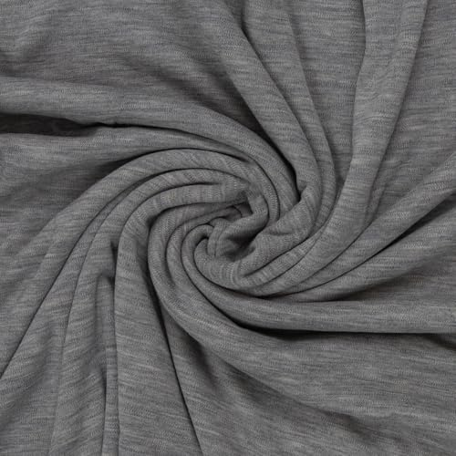 Swafing Merino-Strick Strickstoff 100% Merinowolle-50cm Schritte-Meterware Bekleidungsstoffe (Grau Meliert)