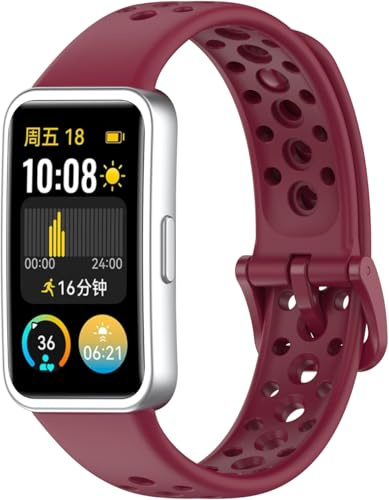 Silikon Uhrenarmbänder kompatibel mit Huawei Band 8/9 NFC / 10/10 NFC / 8 NFC, Gebürstete Edelstahl Schnalle NO250829