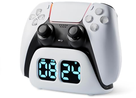 Schnellladestation für PS5 DualSense Controller, Ladestation für PS5 Wireless Controller mit Uhr Funktion/Schnellladen/Ladeschutz/LED-Ladelampe, Controller Ladeständer Kompatibel mit PlayStation 5