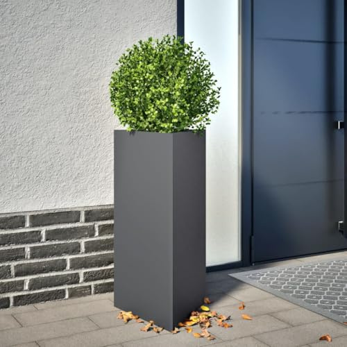 Frdhee Blumenkasten Fensterbank Außen,Pflanzkübel Anthrazit Dreieckig 40x34,5x70 cm Stahl,Blumenübertöpfe für Terrasse,Garten,Außenbereiche
