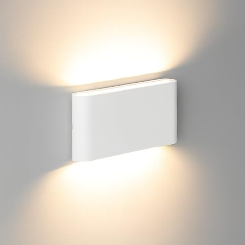 Applique da Parete LED 12W Lampada Moderna Rettangolare con Doppio Fascio Luminoso Up&Down 960 Lumen Luce Naturale 4000K per Interno Esterno IP54 (Bianco)