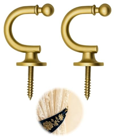 2 Stück Gardinenhalter Wand Curtain Holder, Vorhang Holdback Vorhang mit Expansionsschraubenrohr, für Zuhause Schlafzimmer Büro Esszimmer Cafés (sandgoldene)