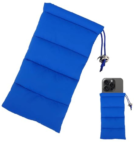 Ruvan Thermo Handyhülle, Daunen Baumwolle Warme Handyhülle, Verhindert Einfrieren und Überhitzen, Kompatibel mit den meisten Smartphones, für Outdoor Camping Wandern Skifahren (Blue)