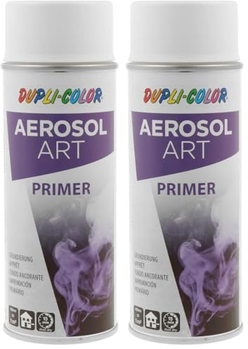 DUPLI-COLOR AEROSOL ART PRIMER weiß 400 ml, Spraylack für vielseitigen Einsatz, schnelltrocknend, hohe Deckkraft, für Innen- und Außenbereiche geeignet (Packung mit 2)