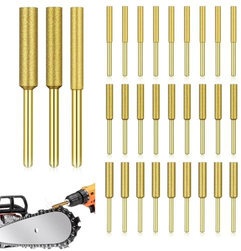 30 Piezas Afilador Cadena de Diamante para Cadena Motosierra | 3 Tamaños Diferentes 4 mm,4,8 mm,5,5 mm, Mantenga Motosierra Cortada de Manera Eficiente,Fácil de Cambiar