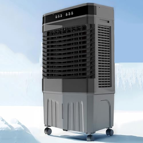Raffrescatore Evaporativo Industriale con 4 Ruote Universali Serbatoio d'Acqua da 50 Litri Oscillazione a 120° 3 velocità Condizionatore d'Aria Portatile con Telecomando Ventilatore per da Casa