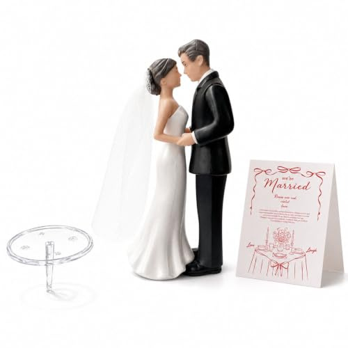 2PCS Bride and Groom Cake Topper Just Married for Wedding