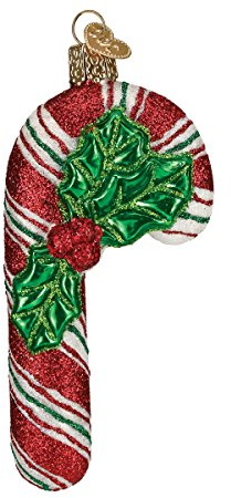 Old World Christmas Glistening Candy Cane Glass Blown Ornament for Christmas Tree, Handcrafted Holiday Decoration, Candy Collection