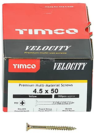 TIMCO Velocity Premium Multi-Use Countersunk Gold Woodscrews - 4.5 x 50 - Box of 200