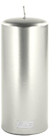 Fink Candle Stumpenkerze Metallic aus Paraffin in der Farbe Silber, Maße: 8cm x 8cm x 20cm, 123758