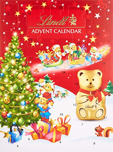 Lindt Schokolade Teddy Adventskalender 2023 | 172 g | 24 süße Überraschungen, zum Teil mit Milchcrème gefüllt | Schokolade für die Weihnachtszeit | Für Kinder | Schokoladen-Geschenk