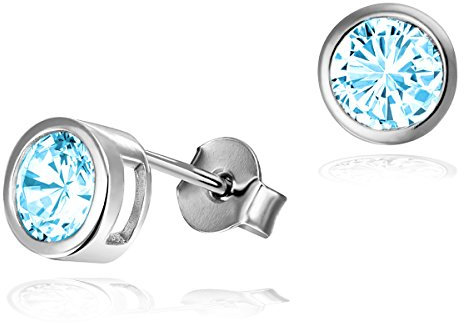 Goldmaid Damen Ohrstecker 925 Sterlingsilber Zirkonia blau Zargenfassung