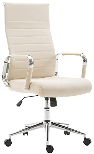 CLP Bürostuhl Kolumbus Stoff I Ergonomischer Chefsessel I Komfort Für Lange Arbeitstage I Robust Und Langlebig Für Gaming Und Home-Office, Farbe:Creme