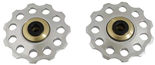 Galet derailleur p2r 9-10v. alu Argent a roulement 10dts (Jeu de 2)