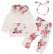 EDOTON Baby Mädchen Outfit 2 Stücke Set Gestreifte Blumen Hoodies mit Tasche Top + Lange Hosen Sweatshirt Outfit Kleidung (70/3-6 Monate, Blume)