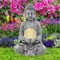 Goodeco Statue de Bouddha méditant avec lumière solaire, statue de Bouddha solaire zen avec boule de verre craquelé, décoration intérieure/extérieure, cadeau pour balcon, cour, art 26.5 cm (gris)