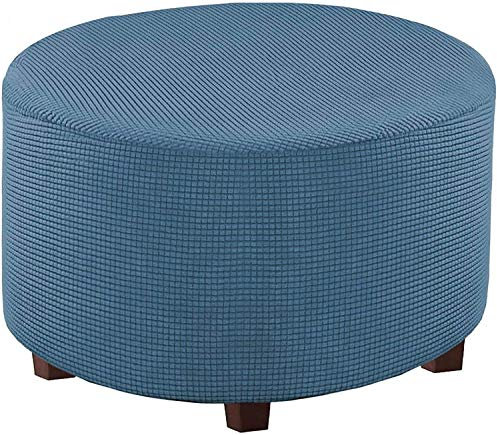 C/N Runder elastischer Sitzsackbezug, Bezug für Ottomane, Ottoman, Bezug für Ottomane, rund, Fußstützenabdeckung, Puderblau