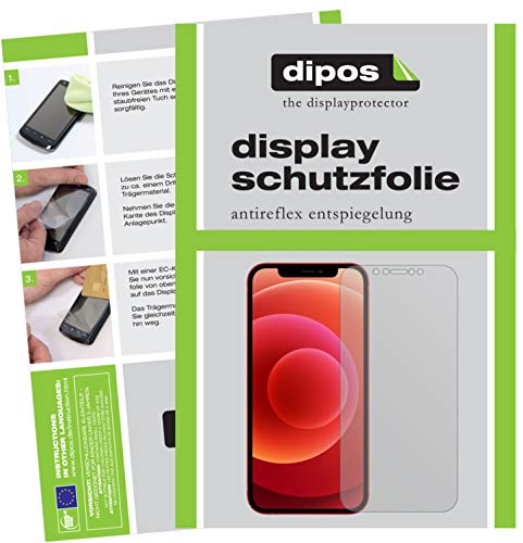 dipos I 2X Schutzfolie matt kompatibel mit Apple iPhone 12 Mini Folie Displayschutzfolie