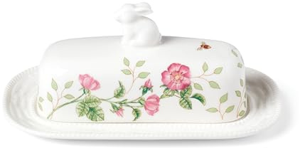 Lenox 893455 Butterdose mit Deckel, Schmetterlingswiese, Hase, Oster-Serviergeschirr