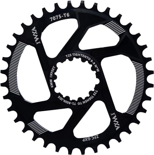YBEKI Schmales, breites Kettenblatt 30T-38T – CNC 7075-T6 Aluminium-MTB-Kettenrad für SRAM GXP/XX1/X01 (3 mm/6 mm Offset), Adlerzahn-Design, ultraleicht, 60–80 g, harteloxiertes Schwarz